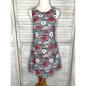 Kaari Blue Red White Blue Lace Floral Dress Size 2